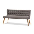 Baxton Studio Melody Grey and Natural Wood Finishing 3-Seater Settee Bench 131-7103